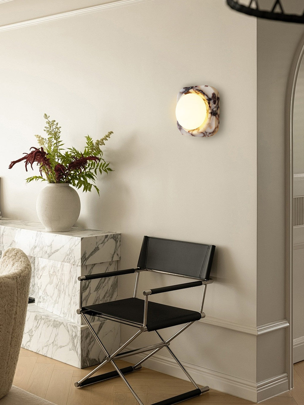 Lunar Marble Wall Light, Hardwired Wall Sconce, detail 13