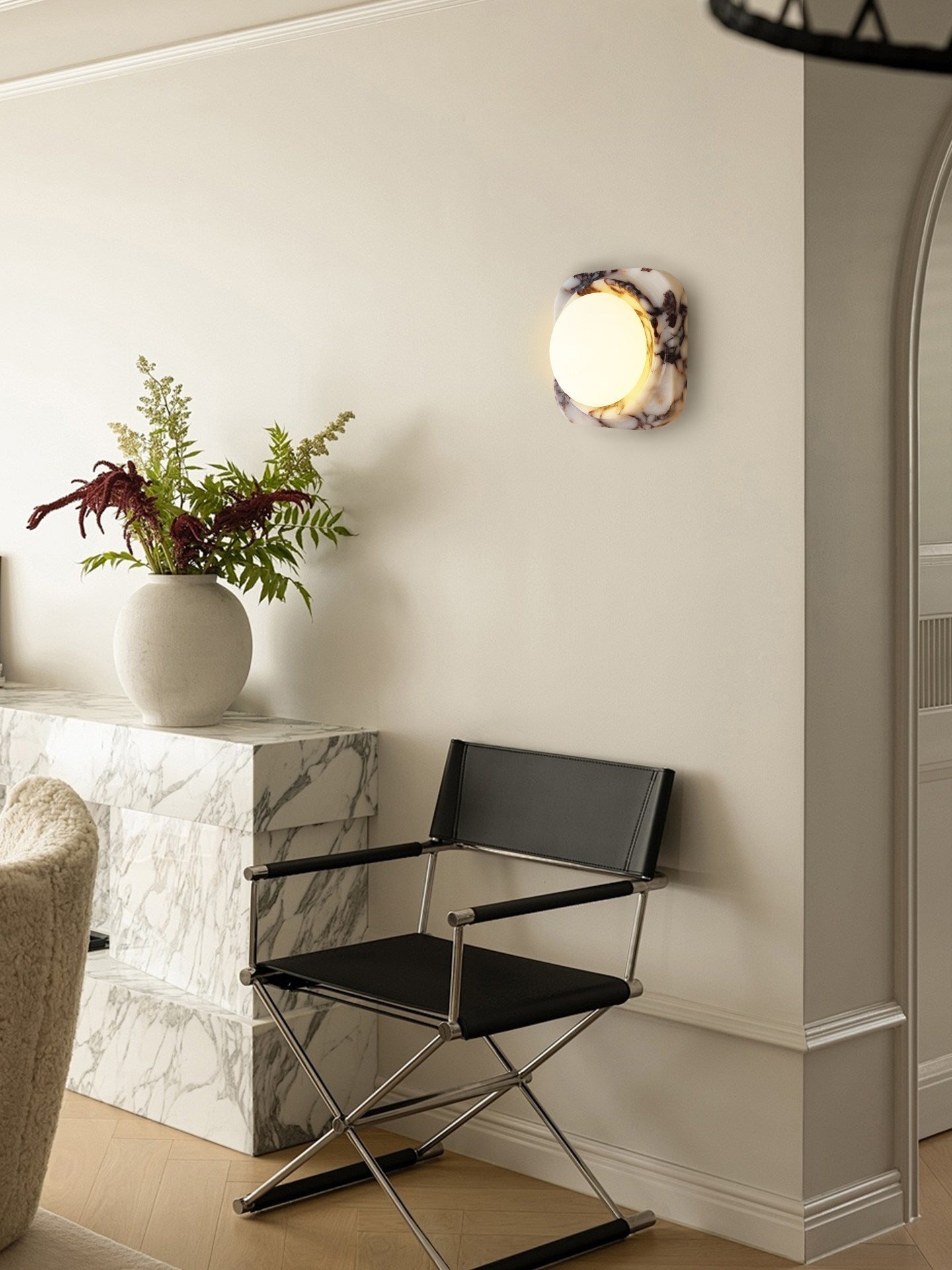 Lunar Marble Wall Light, Hardwired Wall Sconce, detail 13
