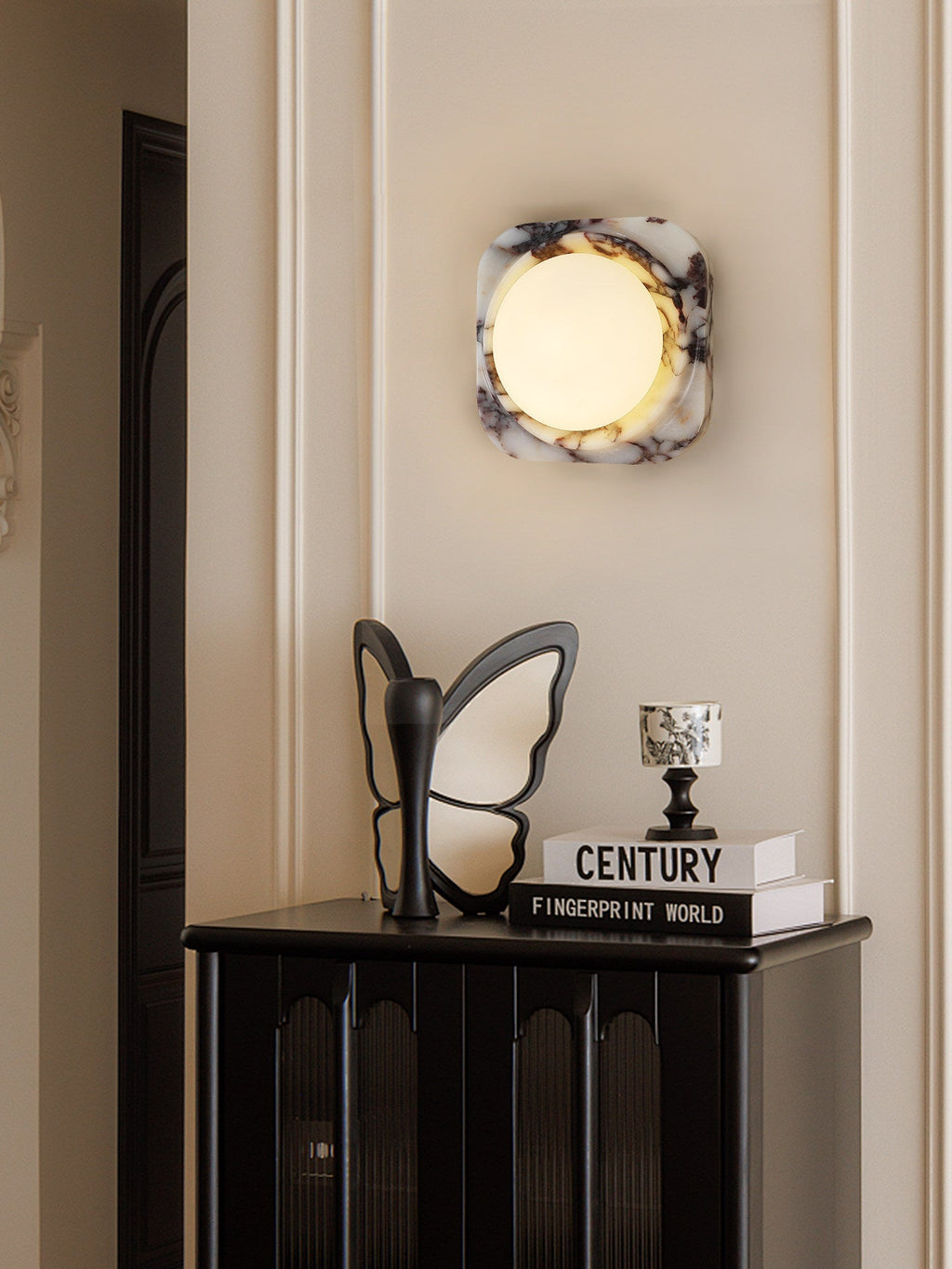 Lunar Marble Wall Light, Hardwired Wall Sconce, detail 3