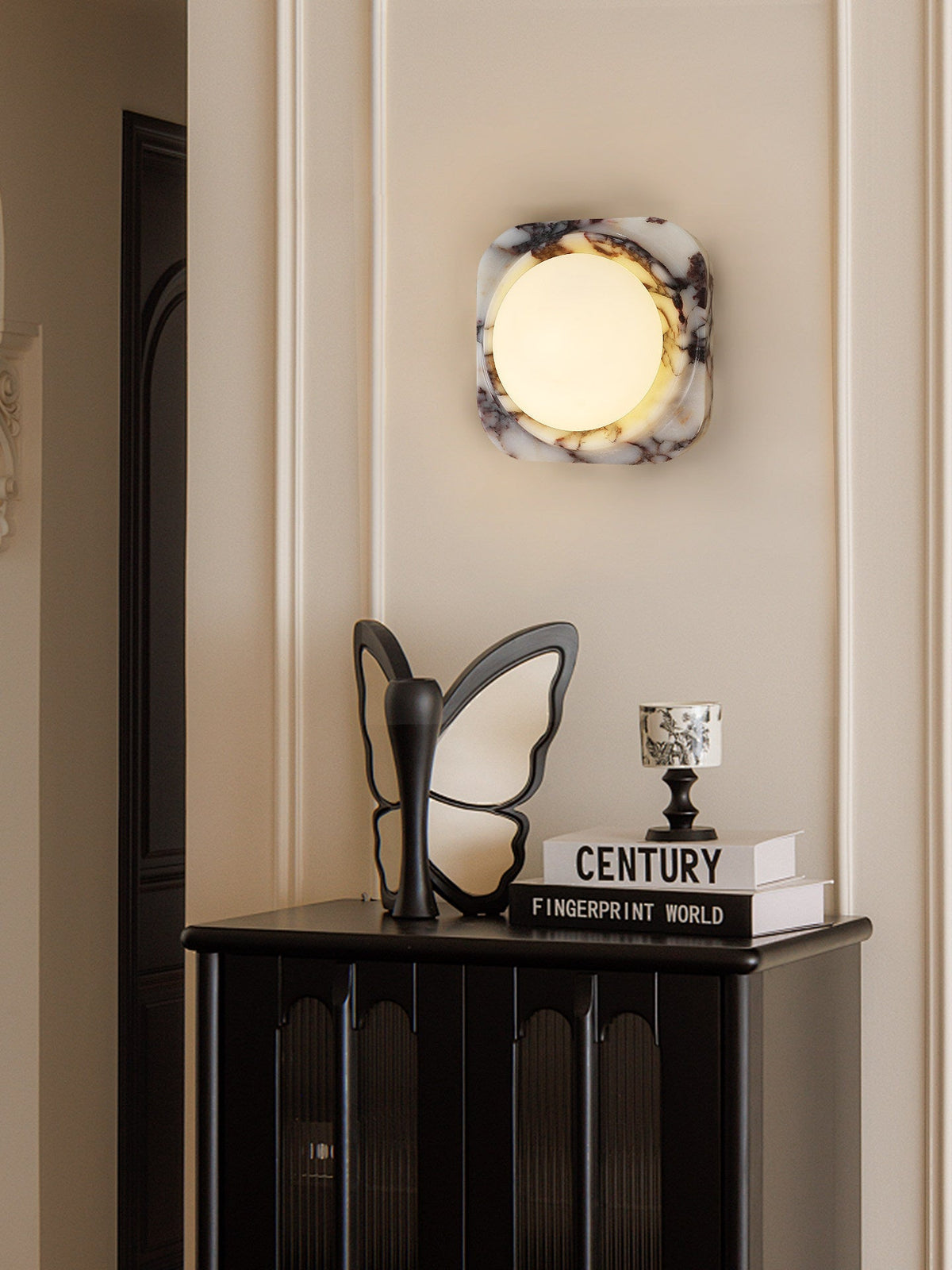 Lunar Marble Wall Light, Hardwired Wall Sconce, detail 3
