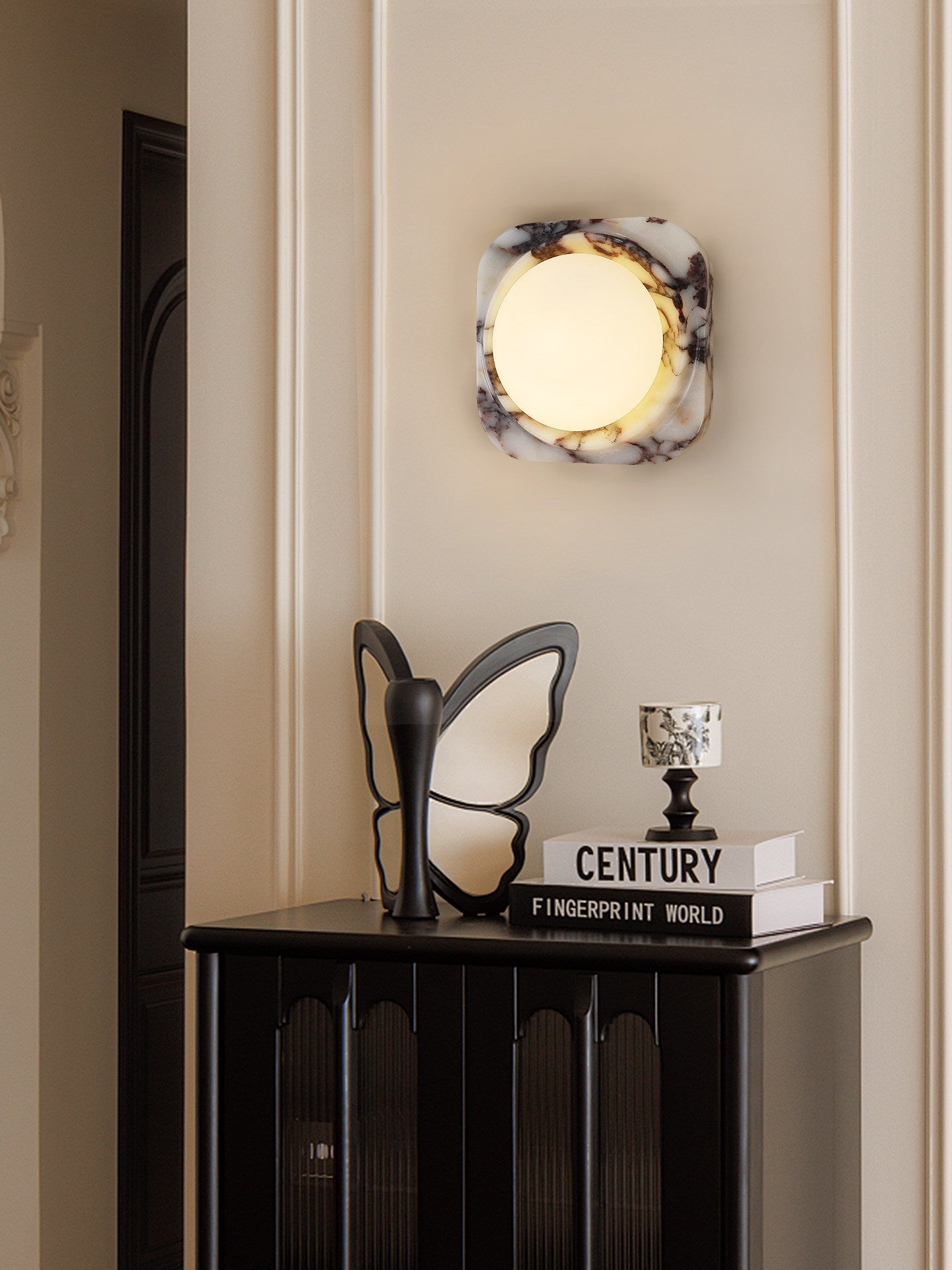 Lunar Marble Wall Light, Hardwired Wall Sconce, detail 3