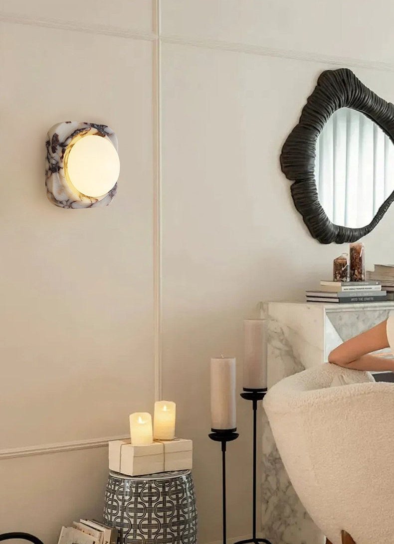 Lunar Marble Wall Light, Hardwired Wall Sconce, detail 5