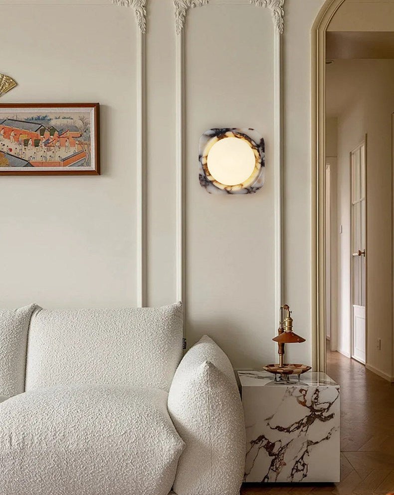 Lunar Marble Wall Light, Hardwired Wall Sconce, detail 2