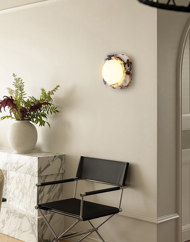 Lunar Marble Wall Light, Hardwired Wall Sconce, detail 6