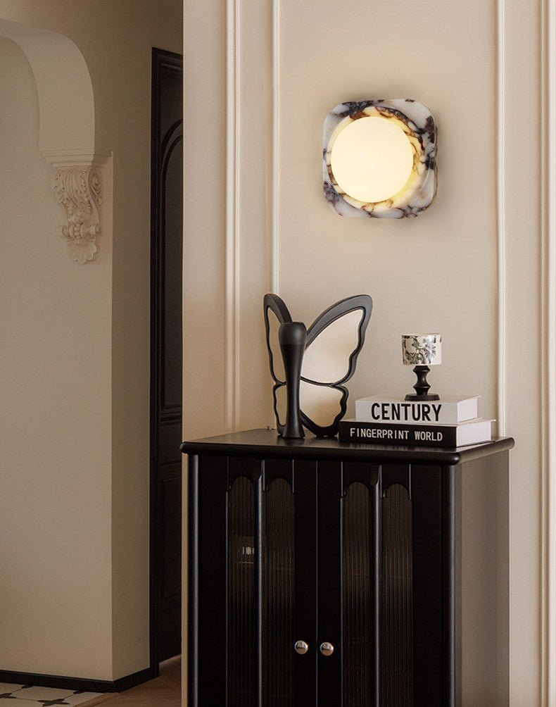 Lunar Marble Wall Light, Hardwired Wall Sconce, detail 7