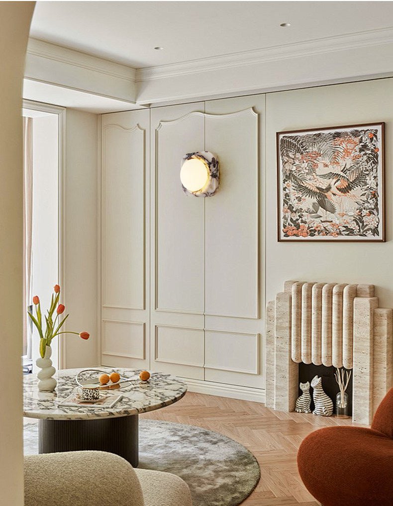 Lunar Marble Wall Light, Hardwired Wall Sconce, detail 9