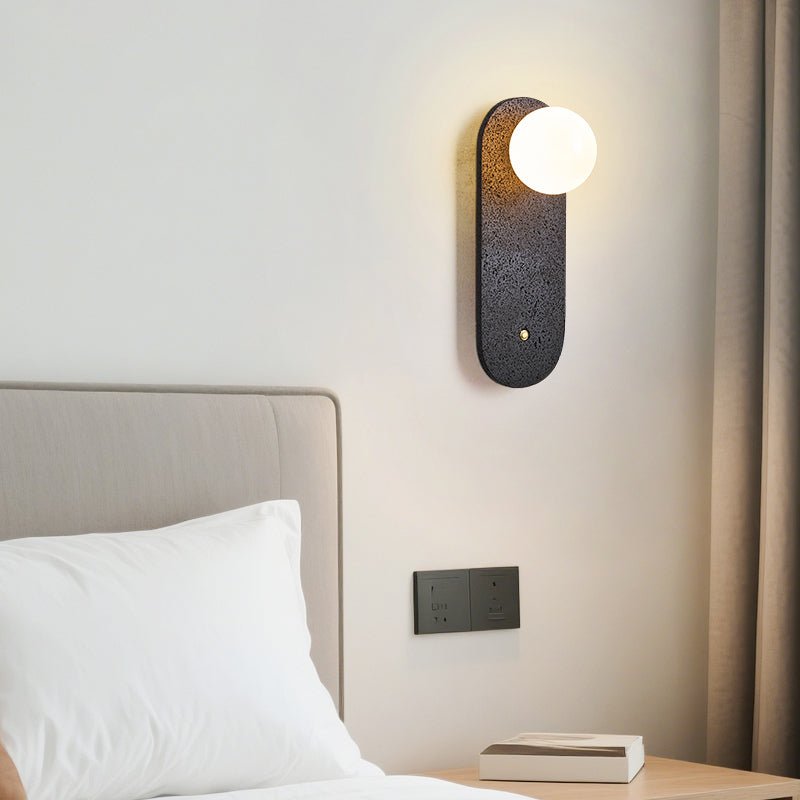 Black Travertine Hearth Wall Light, Hardwired Wall Sconce, detail 9