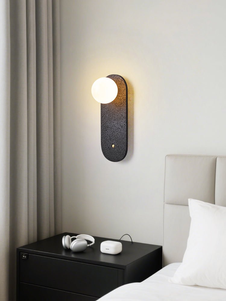 Black Travertine Hearth Wall Light, Hardwired Wall Sconce, detail 5