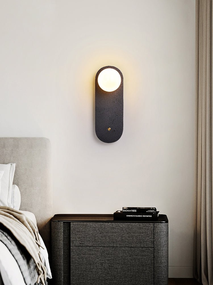 Black Travertine Hearth Wall Light, Hardwired Wall Sconce, detail 6