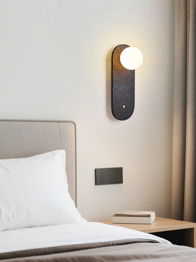 Black Travertine Hearth Wall Light, Hardwired Wall Sconce, detail 7