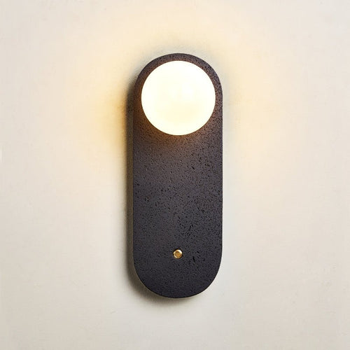 Black Travertine Hearth Wall Light, Hardwired Wall Sconce, Metal, Dia 14cm x H 38cm