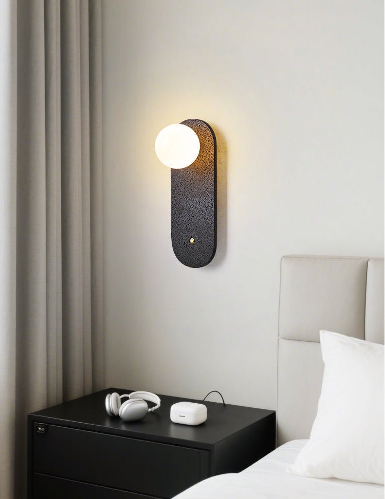 Black Travertine Hearth Wall Light, Hardwired Wall Sconce, detail 13