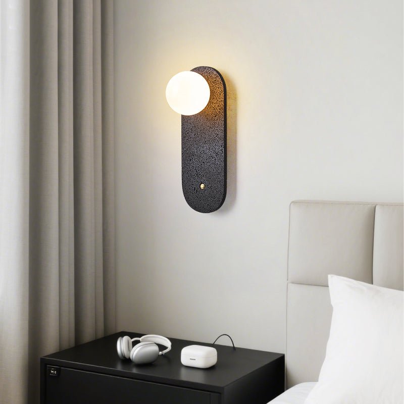Black Travertine Hearth Wall Light, Hardwired Wall Sconce, detail 3