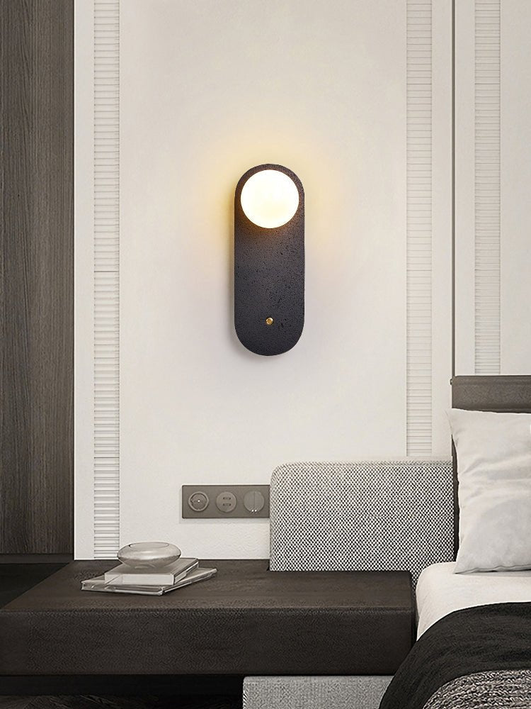 Black Travertine Hearth Wall Light, Hardwired Wall Sconce, detail 4