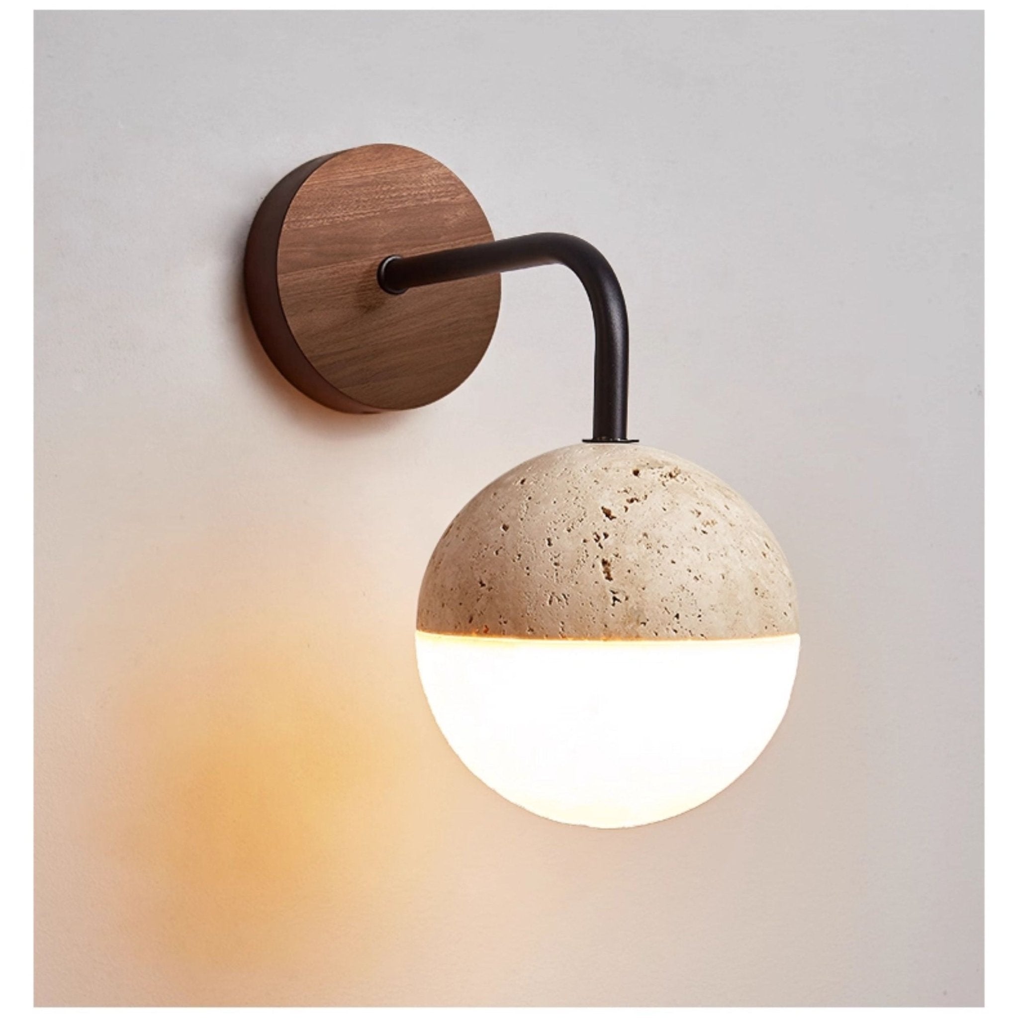 Lunar Stone Orb Wall Light, Hardwired Wall Sconce, detail 9