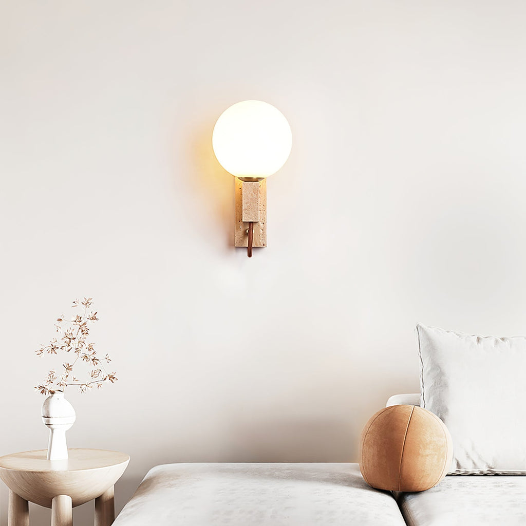 Lunar Travertine Wall Light, Hardwired Wall Sconce, detail 6