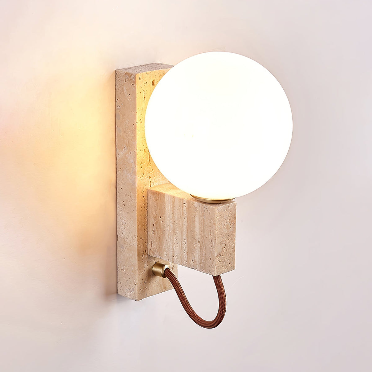 Lunar Travertine Wall Light, Hardwired Wall Sconce, detail 7