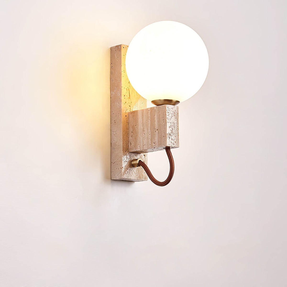 Lunar Travertine Wall Light, Hardwired Wall Sconce, detail 9