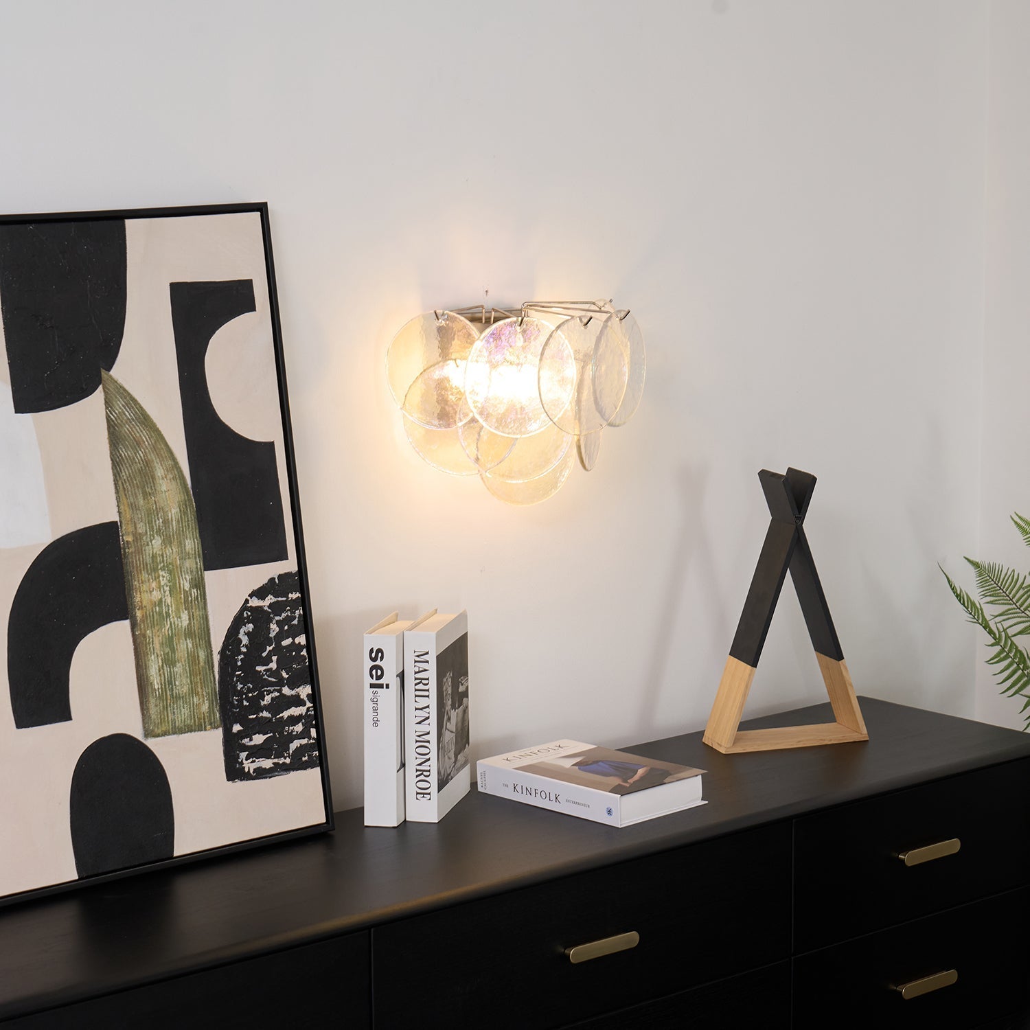 Lunaria Disc Murano Wall Light, Hardwired Wall Sconce, detail 6