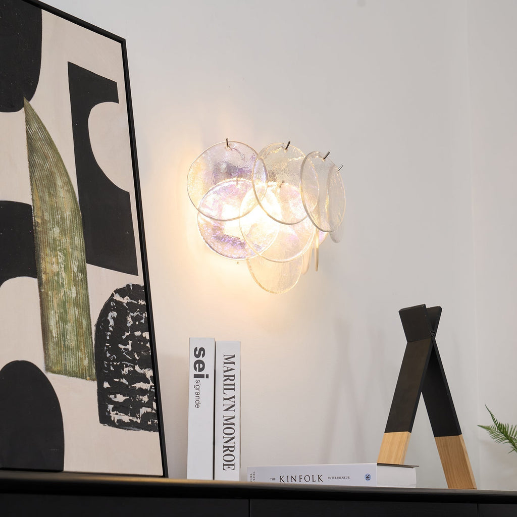 Lunaria Disc Murano Wall Light, Hardwired Wall Sconce, detail 4