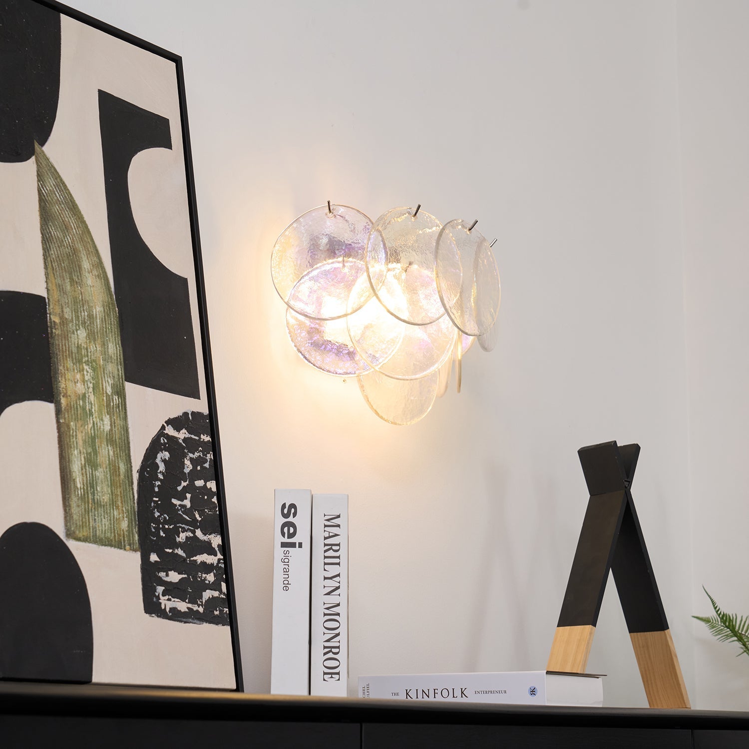 Lunaria Disc Murano Wall Light, Hardwired Wall Sconce, detail 4