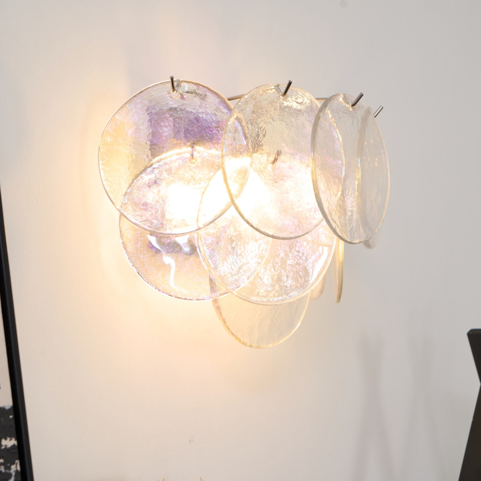 Lunaria Disc Murano Wall Light, Hardwired Wall Sconce, detail 9
