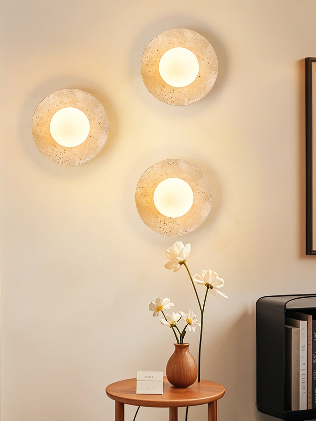 Lunaro Travertine Wall Light, Hardwired Wall Sconce, detail 3