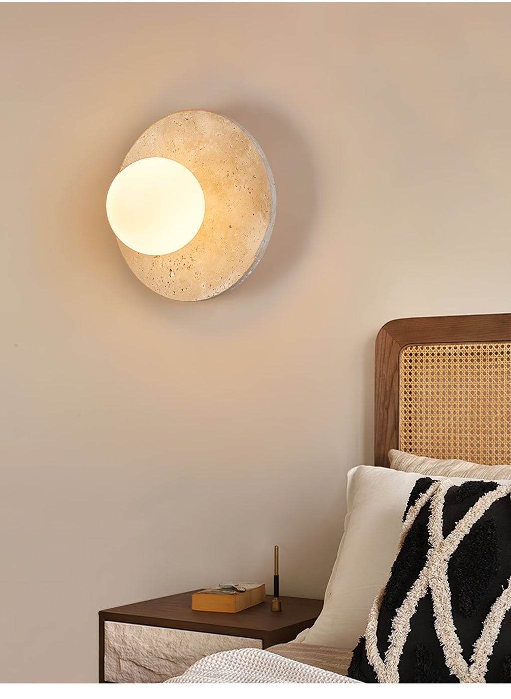 Lunaro Travertine Wall Light, Hardwired Wall Sconce, detail 8