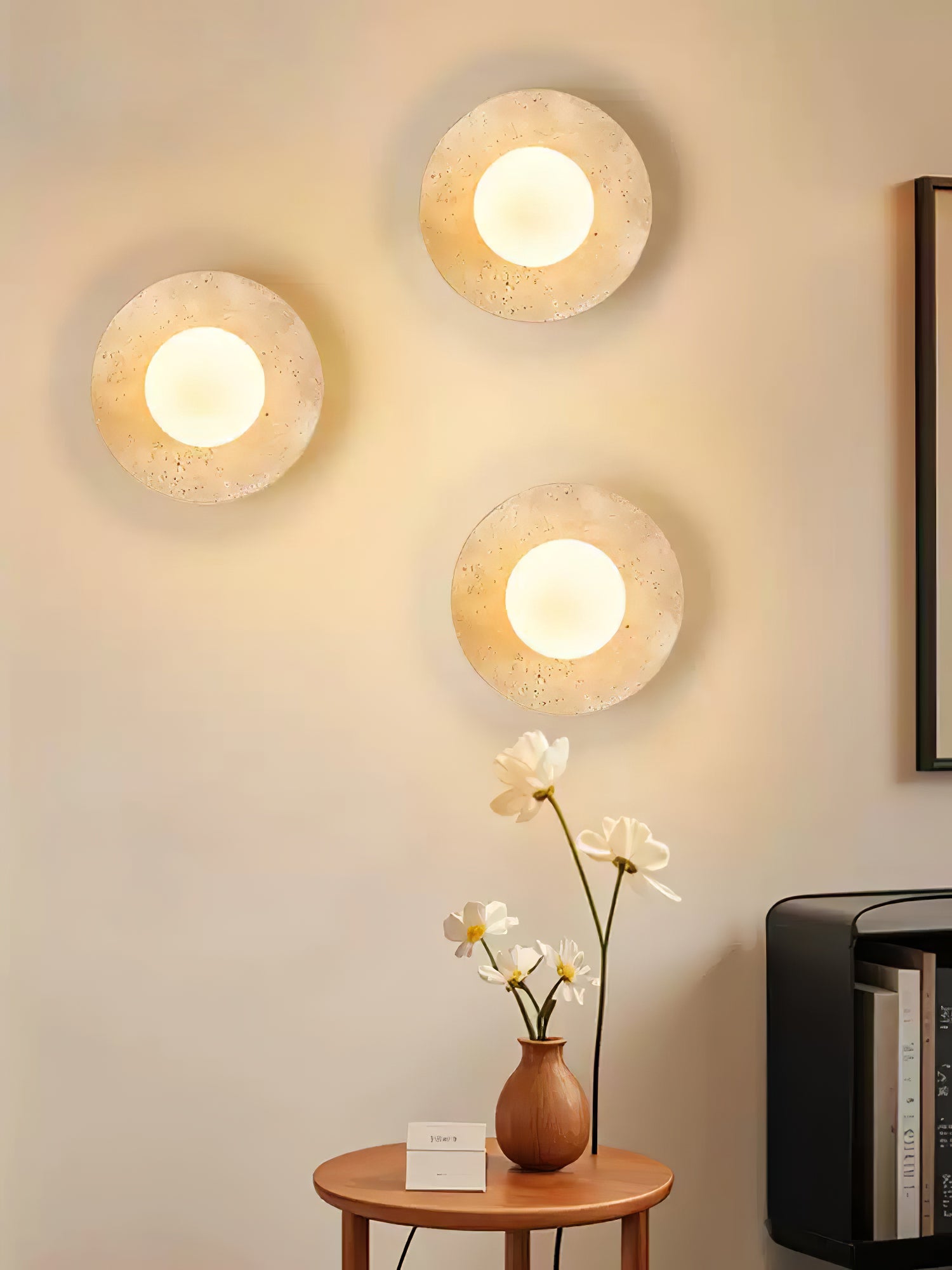 Lunaro Travertine Wall Light, Hardwired Wall Sconce, detail 15