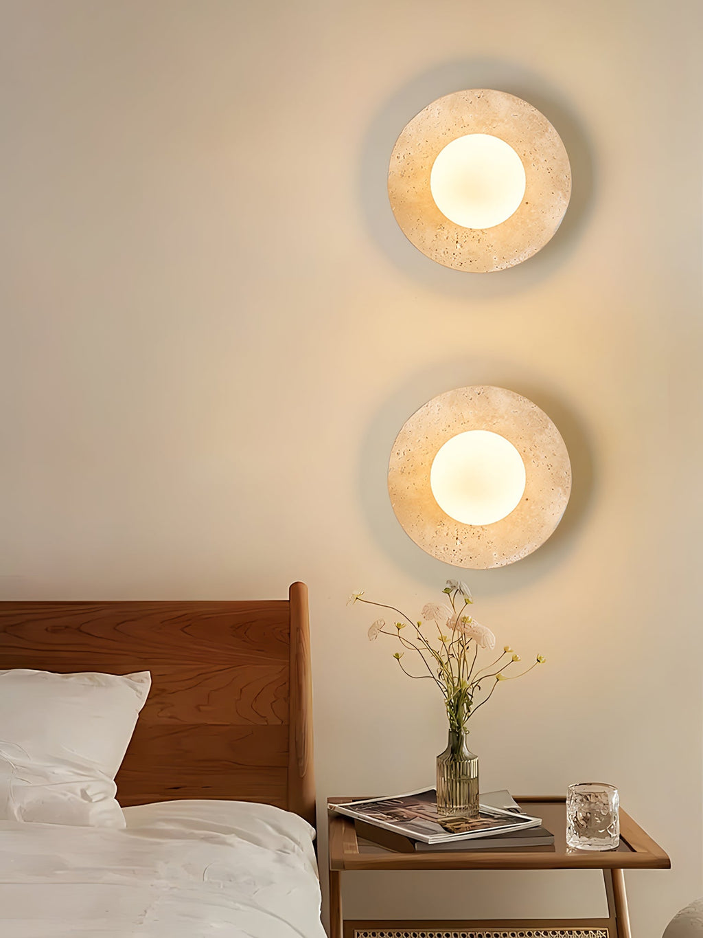 Lunaro Travertine Wall Light, Hardwired Wall Sconce, detail 17