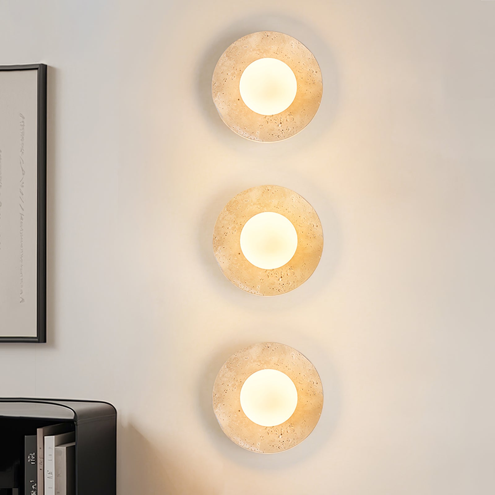 Lunaro Travertine Wall Light, Hardwired Wall Sconce, detail 2