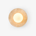 Lunaro Travertine Wall Light, Hardwired Wall Sconce, Yellow Travertine, Dia 20cm x H 20cm