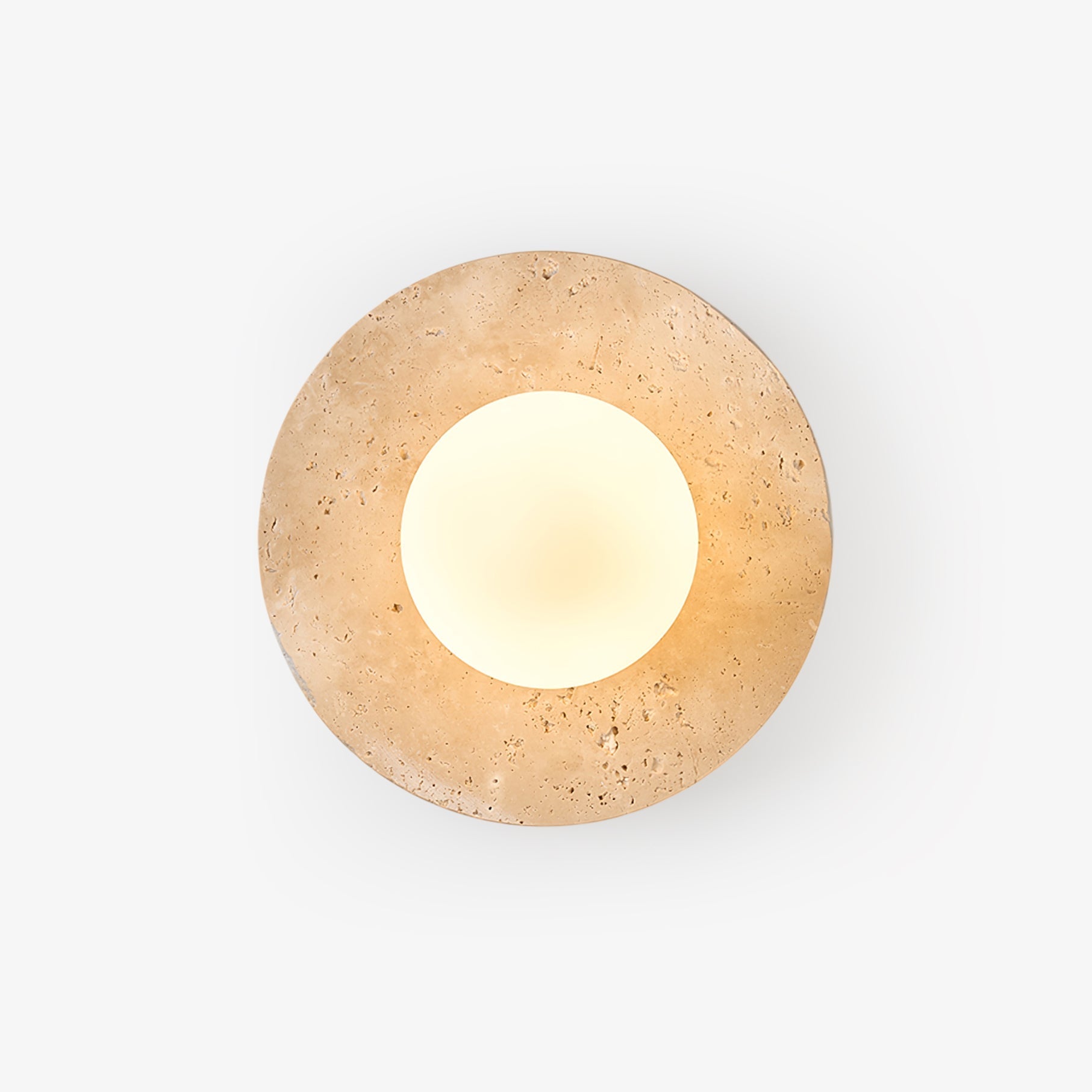 Lunaro Travertine Wall Light, Hardwired Wall Sconce, Yellow Travertine, Dia 20cm x H 20cm