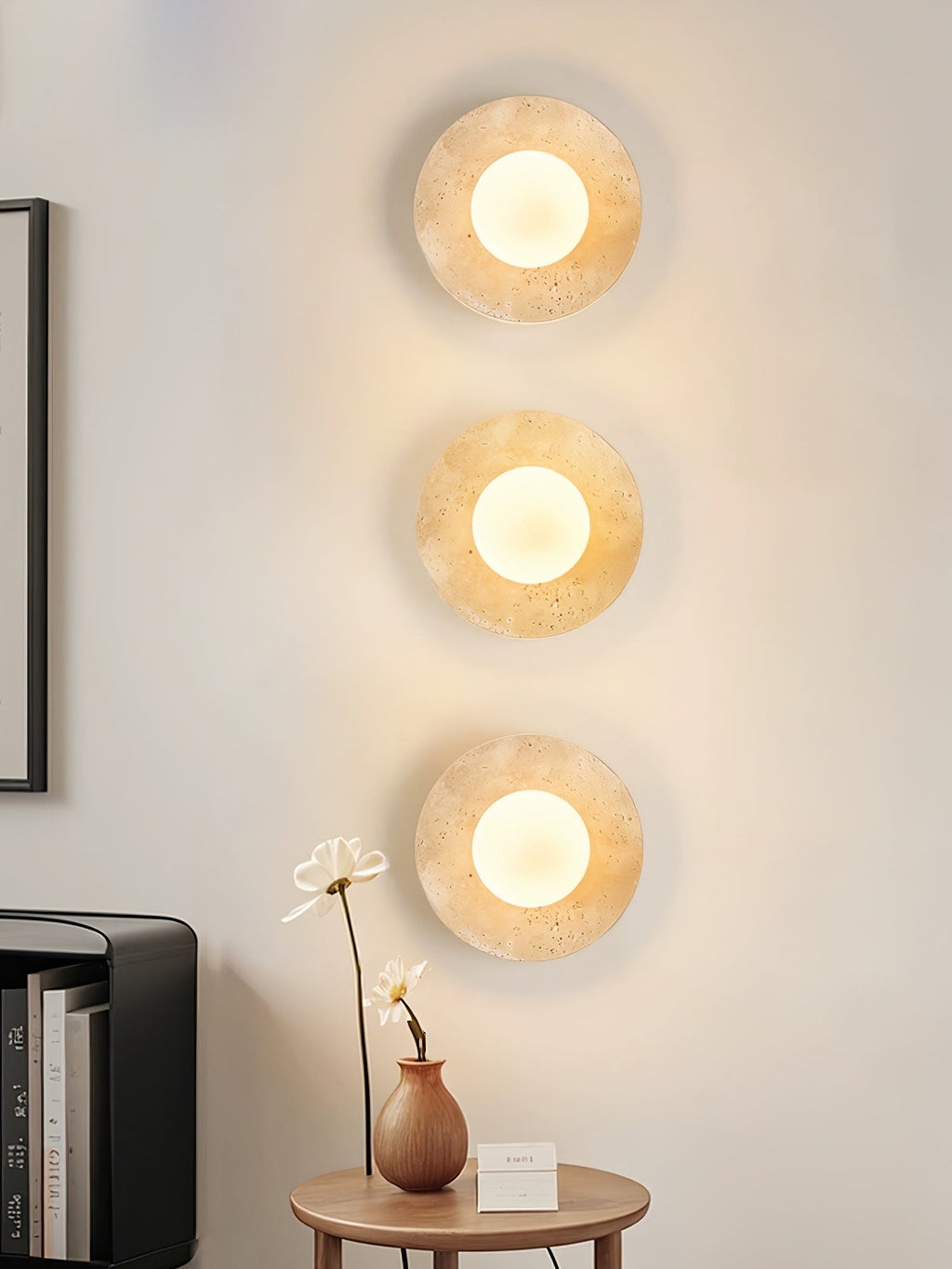 Lunaro Travertine Wall Light, Hardwired Wall Sconce, detail 11