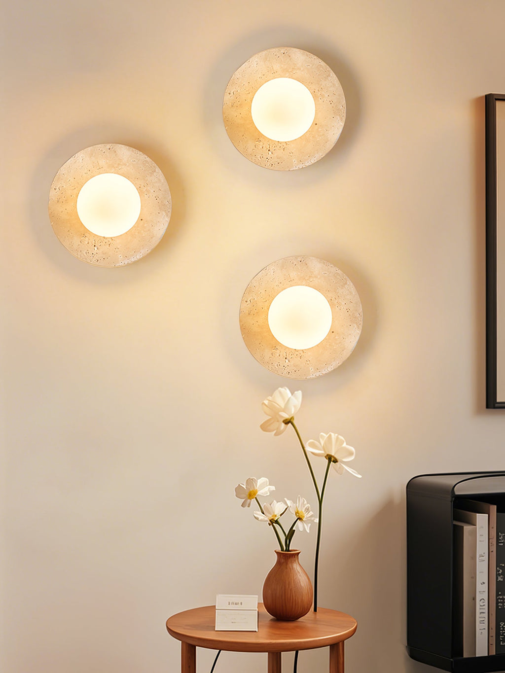 Lunaro Travertine Wall Light, Hardwired Wall Sconce, detail 12