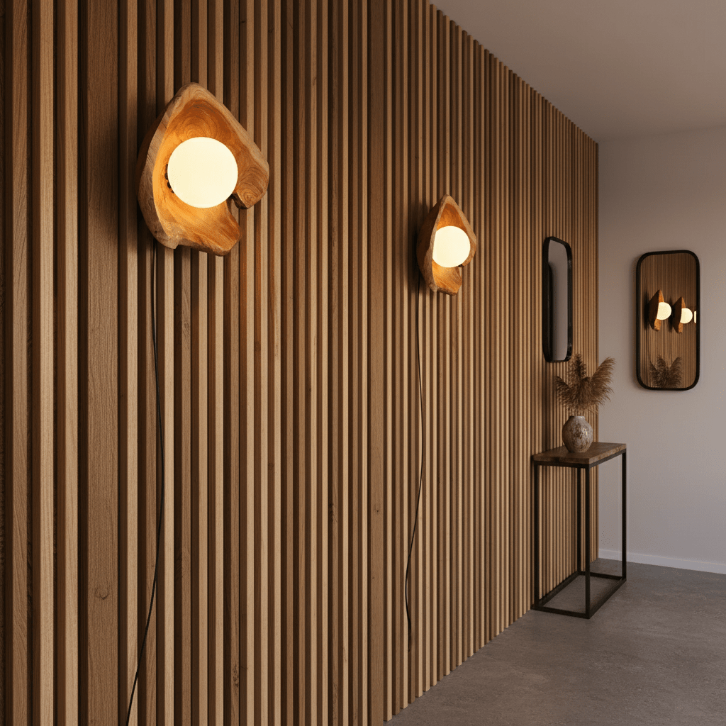 Lunawood Halo Wall Light, Hardwired Wall Sconce, detail 5