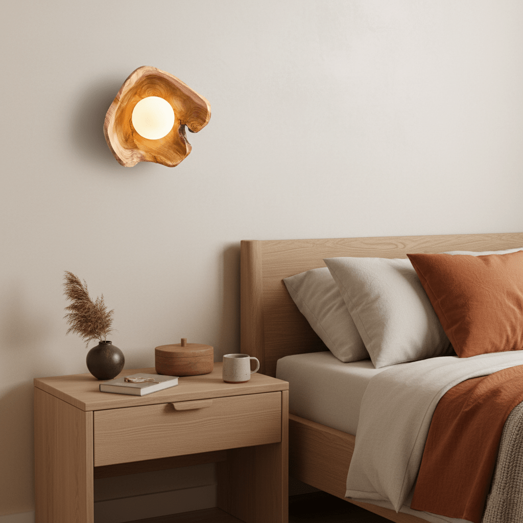 Lunawood Halo Wall Light, Hardwired Wall Sconce, detail 2