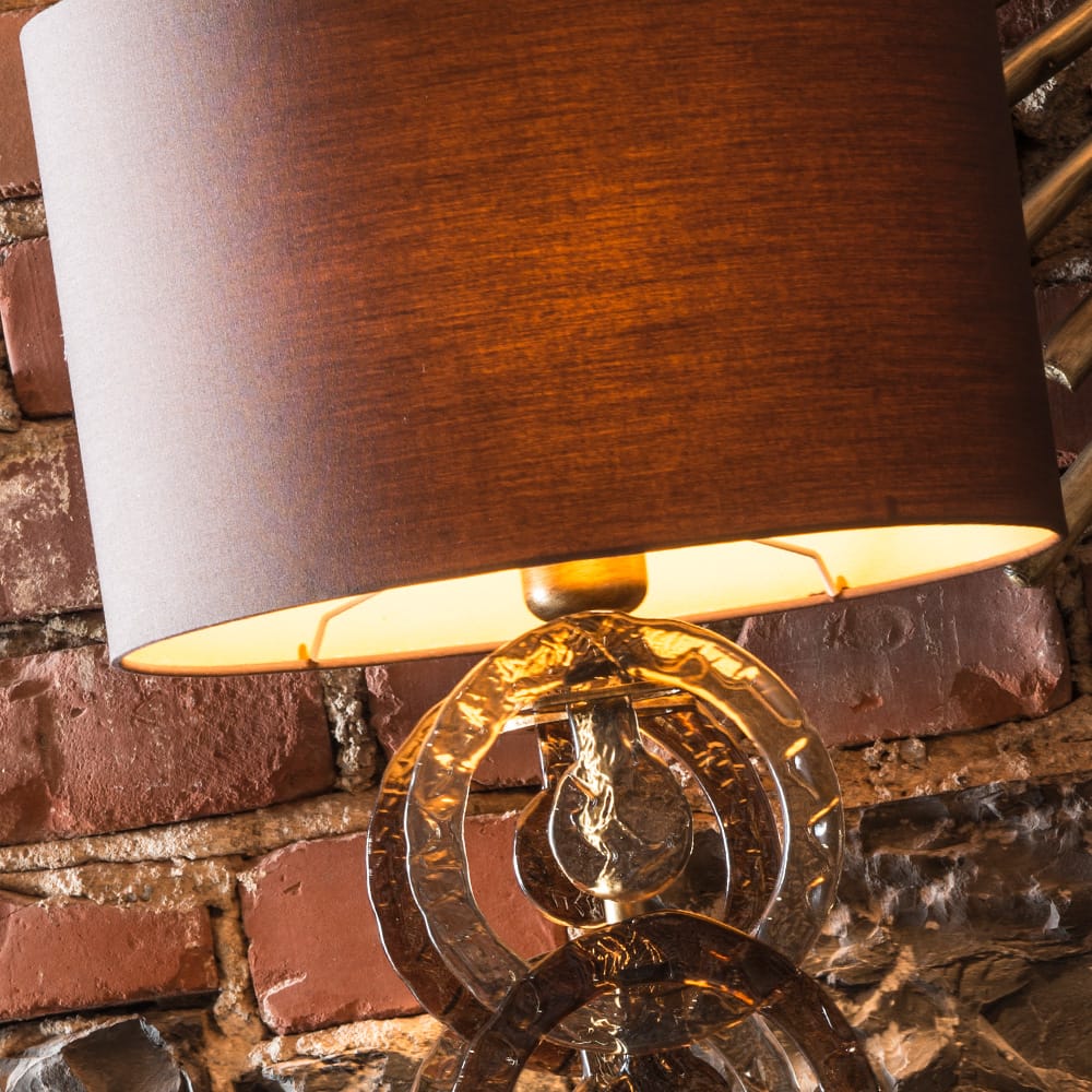 Luxurious Italian Antique Brass Glass Rings Table Light, Bedside Table Lamp, detail 2