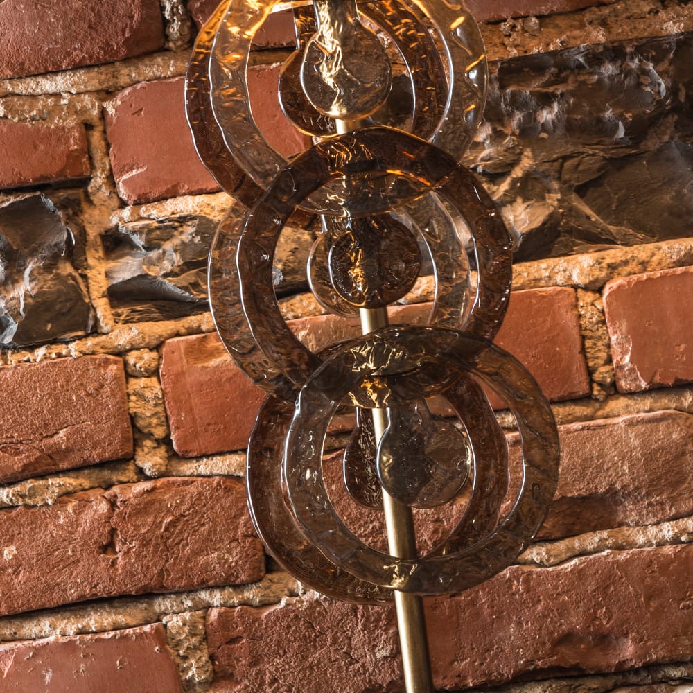 Luxurious Italian Antique Brass Glass Rings Table Light, Bedside Table Lamp, detail 3