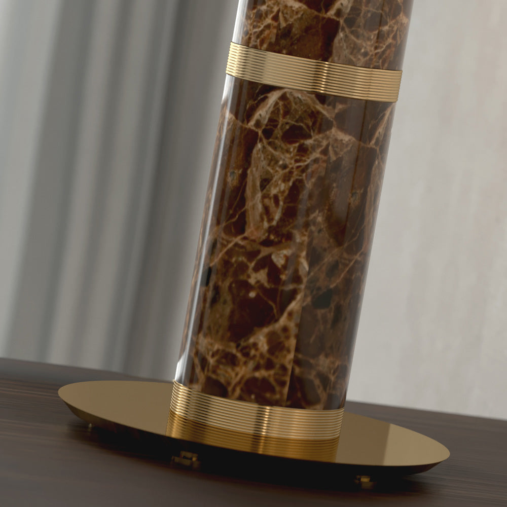 Premium Designer Emperador Marble Table Light, Bedside Table Lamp, detail 3
