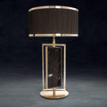 Premium Black Marquina Marble Table Light, Bedside Table Lamp, Height 71 cm