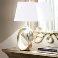 Premium Italian Champagne Silver Leaf Table Light, Bedside Table Lamp, height 45 cm