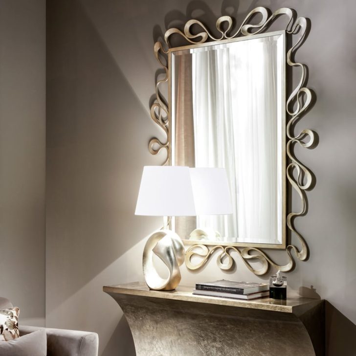 Premium Italian Champagne Silver Leaf Table Light, Bedside Table Lamp, detail 3