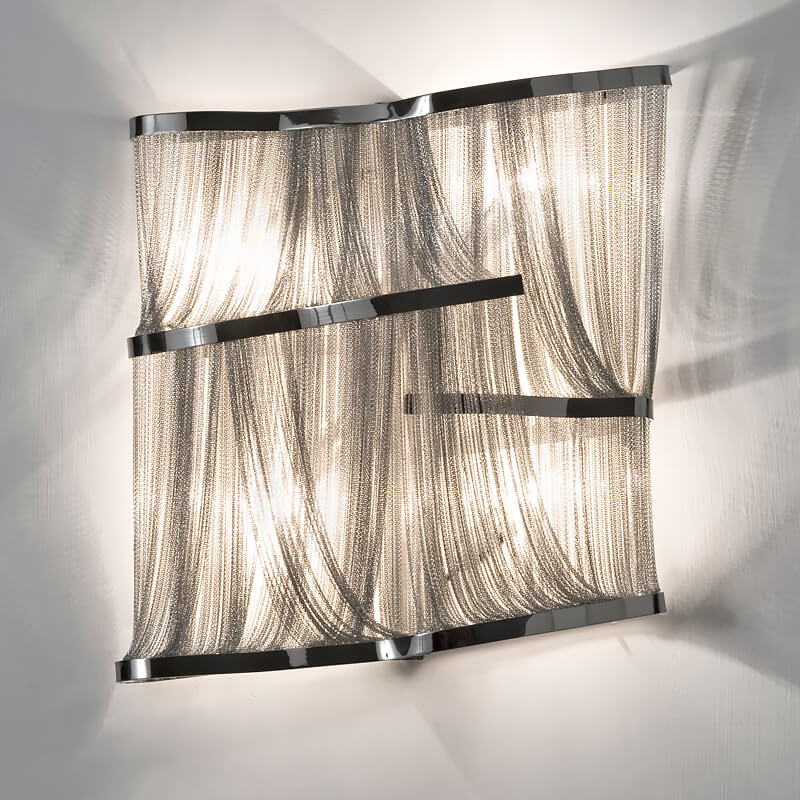 Premium Silver Chain Wall Light, Bedroom Wall Sconce, Height 53 cm