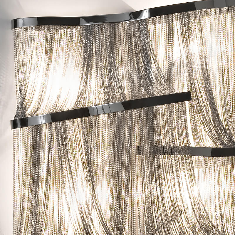 Premium Silver Chain Wall Light, Bedroom Wall Sconce, detail 2
