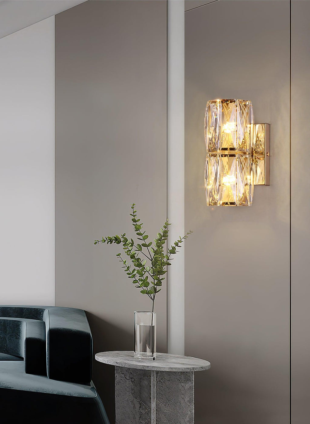 Premium Crystal Column LED Wall Light, Bedroom Wall Sconce, detail 7