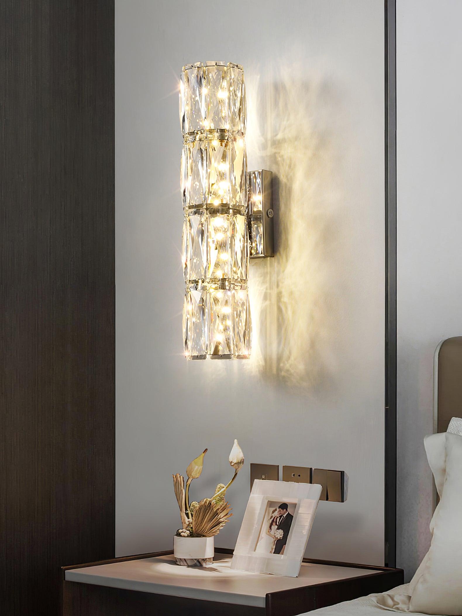 Premium Crystal Column LED Wall Light, Bedroom Wall Sconce, detail 10