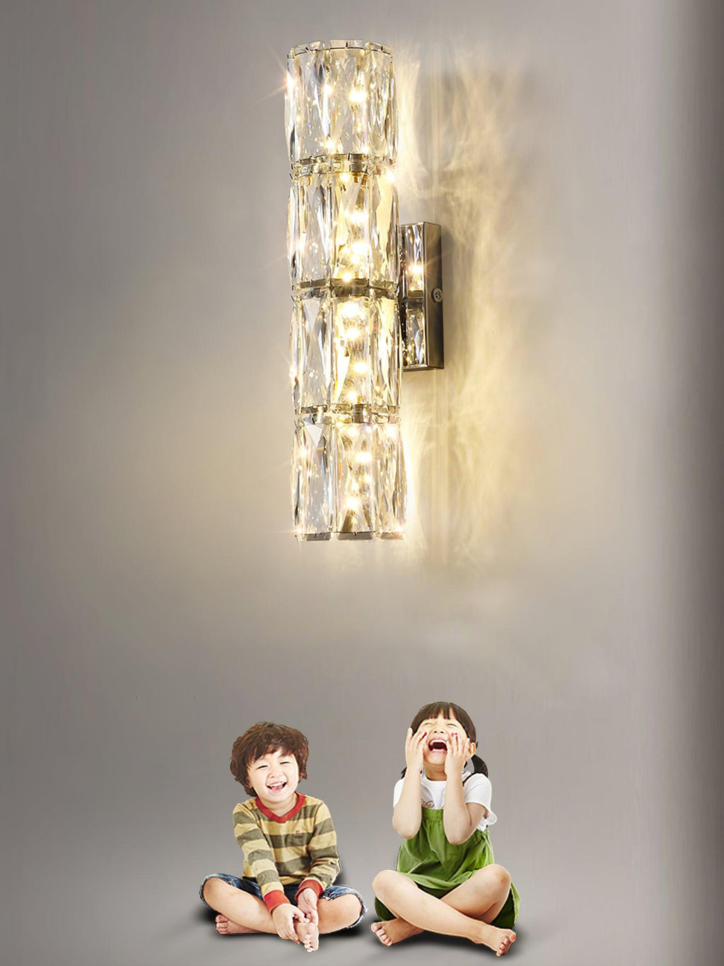 Premium Crystal Column LED Wall Light, Bedroom Wall Sconce, detail 12