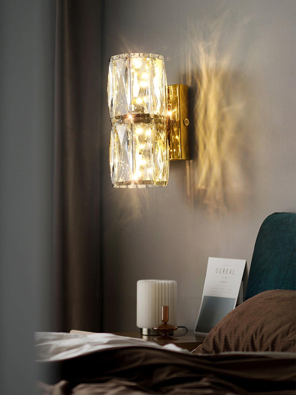 Premium Crystal Column LED Wall Light, Bedroom Wall Sconce, detail 4