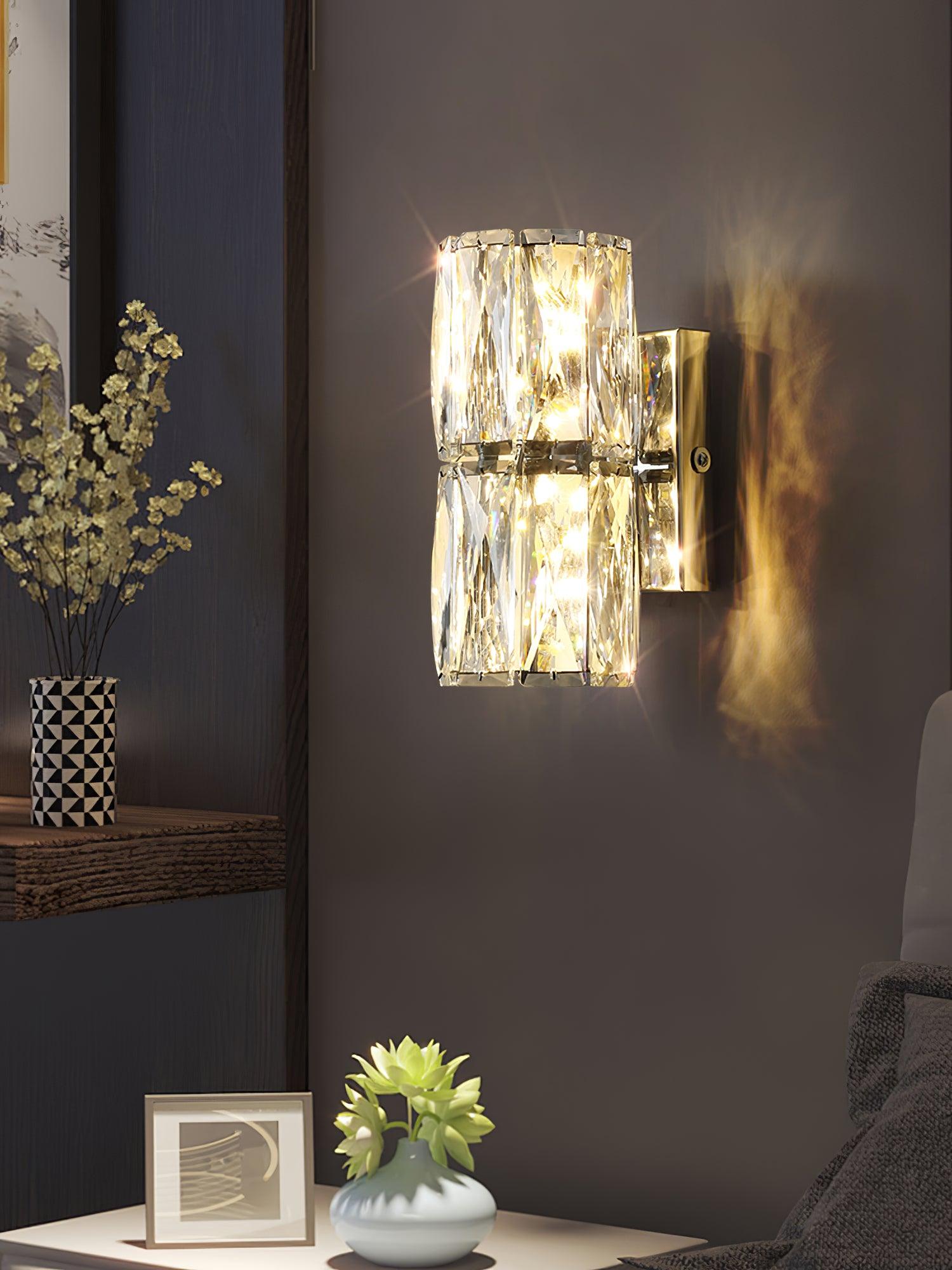 Premium Crystal Column LED Wall Light, Bedroom Wall Sconce, detail 5
